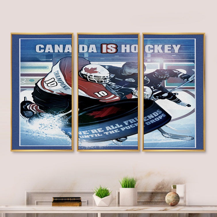 DesignArt Canada Is Hockey Framed On Canvas 3 Pieces Print Wayfair Canada